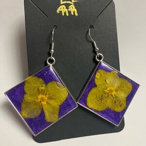 Vibrant Floral Square Earrings